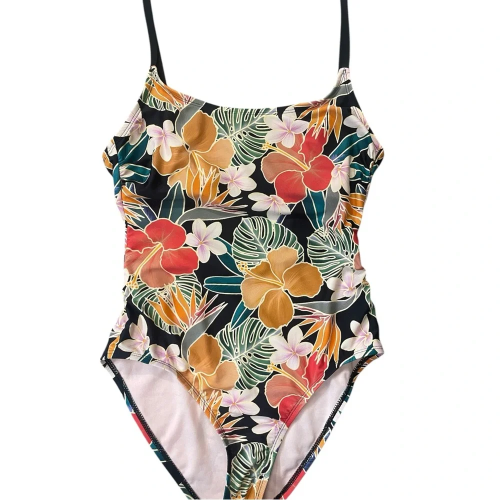 Hurley UPF 50+ Stretch Midweight One Piece Women’s Swimsuit, Black Multi Size M - Picture 1 of 7